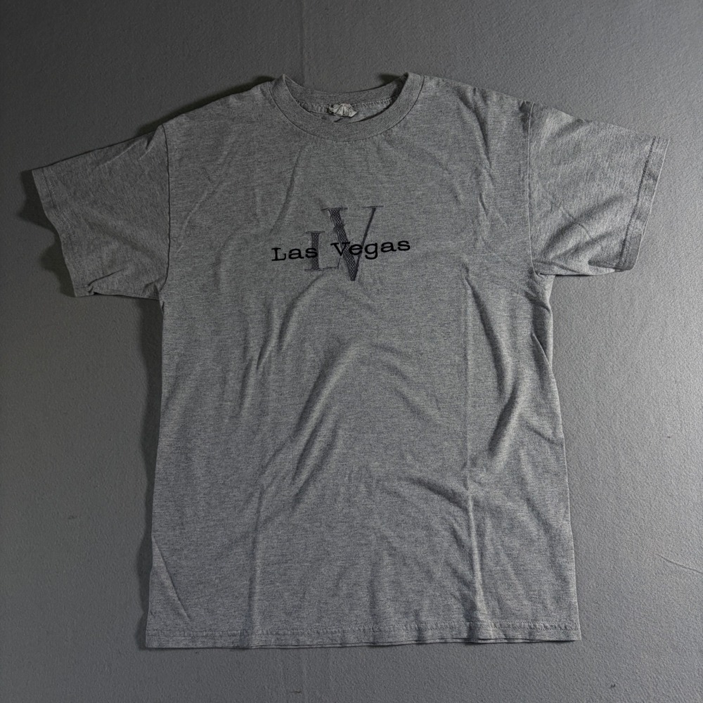 Las Vegas NV Graphic T-Shirt Mens Medium Gray Short Sleeve Souvenir Tee